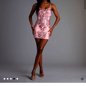 Windsor pink sequin corset mini dress